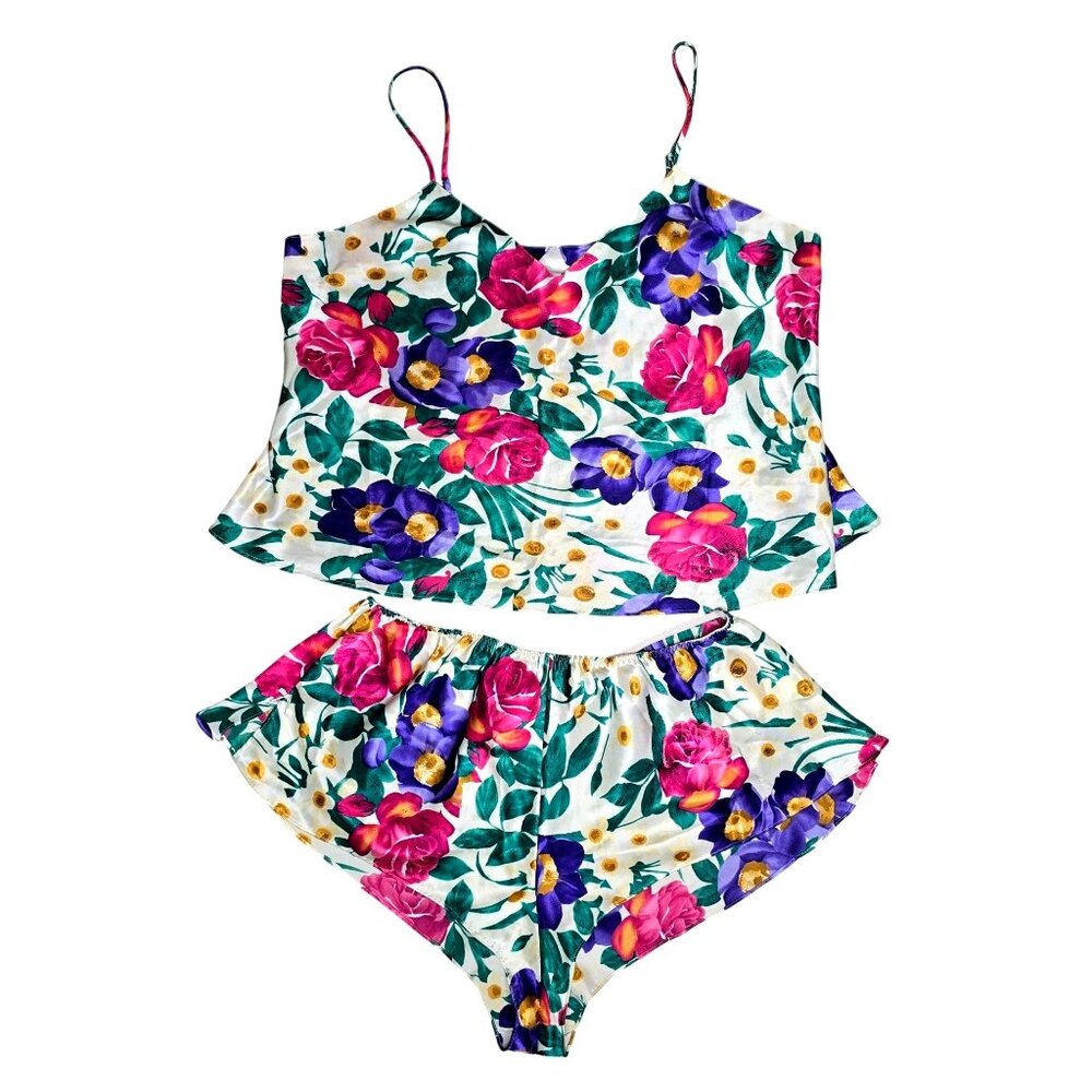 Two-Piece Solange Womens Floral Print Sleepwear Set With Shorts & Cami Top sz 22